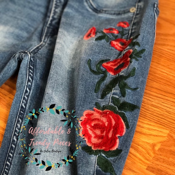 Flower Power Flare Jeans | Umgee | NWT - Picture 3 of 5